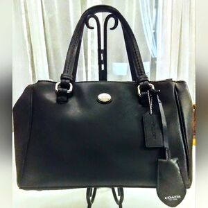 Coach Peyton Black Leather Double Zip Crossbody